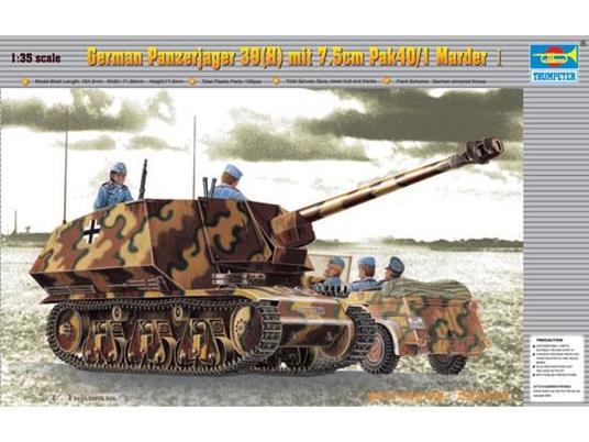 German Panzerjager 39(H) mit 75mm Pak40/3 Marde Tank Carro Armato Plastic Kit 1:35 Model TP0354