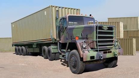M915 Tractor Truck With M872 Flatbed Trailer And 40Ft Container 1:35 Plastic Model Kit Riptr 01015