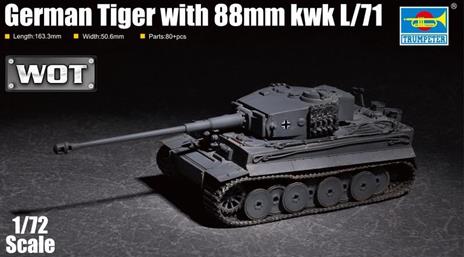 German Tiger With 88Mm Kwk L/71 Tank 1:72 Plastic Model Kit Riptr 07164 - 2