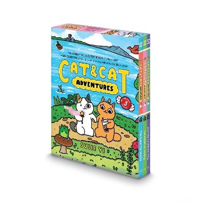 Cat & Cat Adventures #1-3: A Graphic Novel 3-Book Box Set: The Quest for Snacks, The Goblet of Infinity, Journey Into Unibear City - Susie Yi - cover