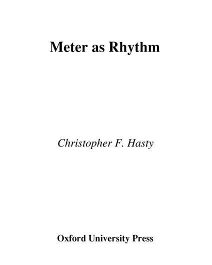 Meter As Rhythm