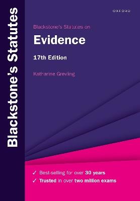 Blackstone's Statutes on Evidence - Katharine Grevling - cover