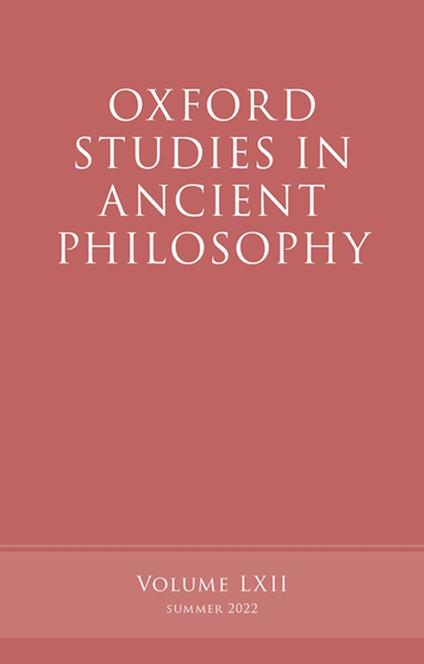 Oxford Studies in Ancient Philosophy, Volume 62