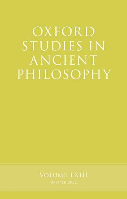 Oxford Studies in Ancient Philosophy, Volume 63