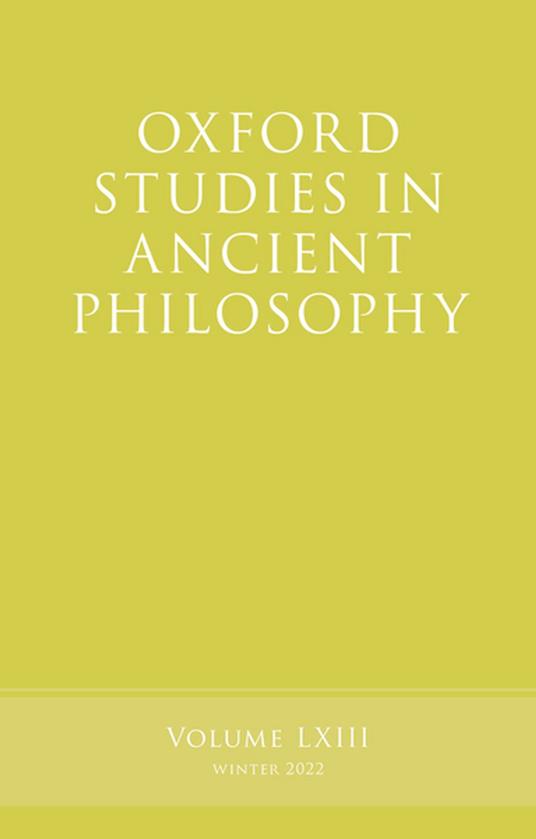 Oxford Studies in Ancient Philosophy, Volume 63