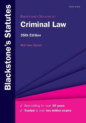 Blackstone's Statutes on Criminal Law - Matthew Dyson - cover