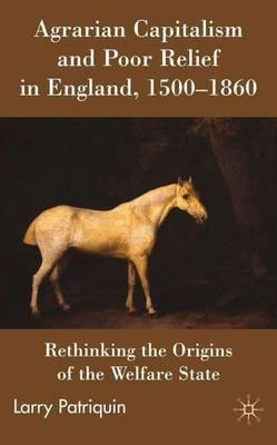 Agrarian Capitalism and Poor Relief in England, 1500-1860: Rethinking the Origins of the Welfare State - Larry Patriquin - cover