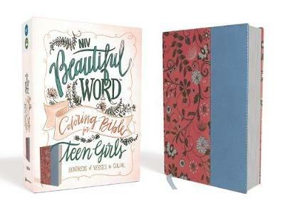 NIV, Beautiful Word Coloring Bible for Teen Girls, Leathersoft, Pink/Blue: Hundreds of Verses to Color - Zondervan - cover