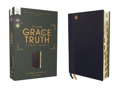 NASB, The Grace and Truth Study Bible (Trustworthy and Practical Insights), Leathersoft, Navy, Red Letter, 1995 Text, Thumb Indexed, Comfort Print - cover