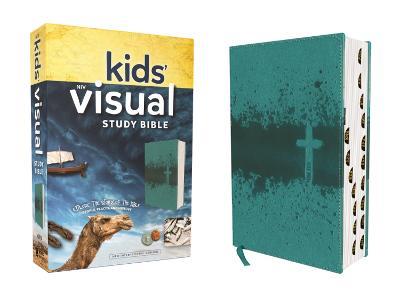 NIV, Kids' Visual Study Bible, Leathersoft, Teal, Full Color Interior, Peel/Stick Bible Tabs: Explore the Story of the Bible---People, Places, and History - Zondervan - cover