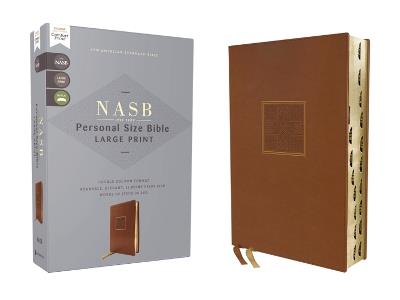 NASB, Personal Size Bible, Large Print, Leathersoft, Brown, Red Letter, 1995 Text, Thumb Indexed, Comfort Print - Zondervan - cover