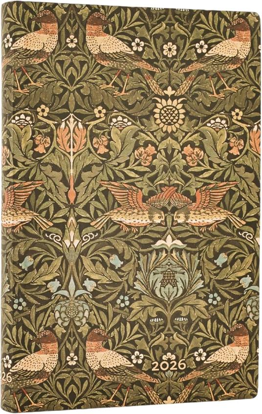 Agenda Paperblanks, 2026 Morris Birds 12 mesi Flex Mini, orizzontale