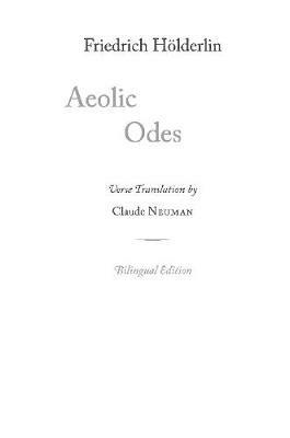 Aeolic Odes - Friedrich Hoelderlin - cover