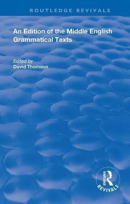 An Edition of the Middle English Grammatical Texts - cover