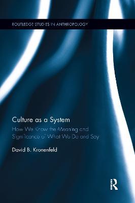 Culture as a System: How We Know the Meaning and Significance of What We Do and Say - David B. Kronenfeld - cover