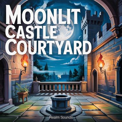 Moonlit Castle Courtyard