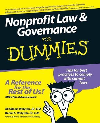 Nonprofit Law and Governance For Dummies - Jill Gilbert Welytok,Daniel S. Welytok - cover