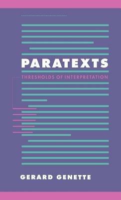 Paratexts: Thresholds of Interpretation - Gerard Genette - cover
