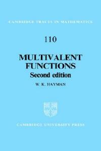 Multivalent Functions - W. K. Hayman - cover