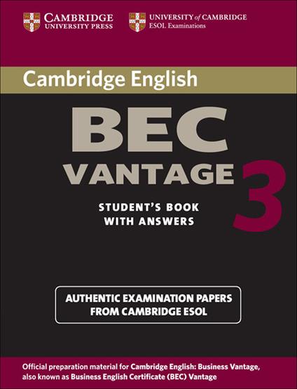 Cambridge BEC Vantage 3 Student's Book with Answers - Cambridge ESOL - cover