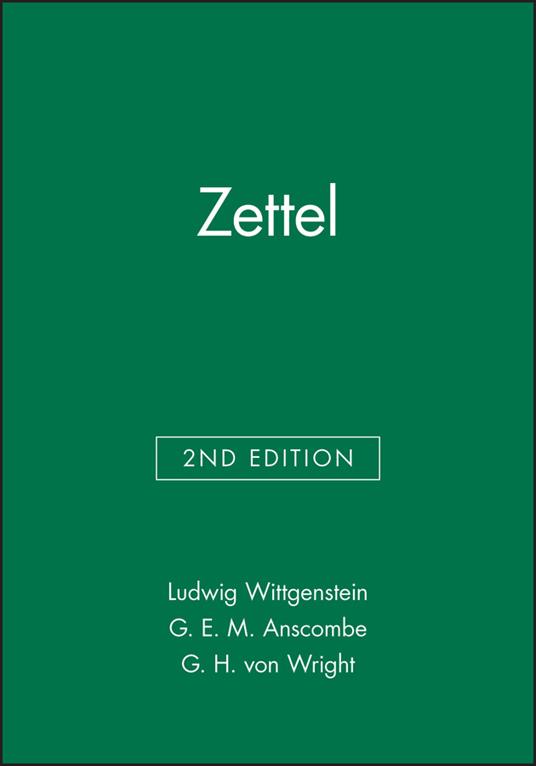 Zettel - Ludwig Wittgenstein - cover