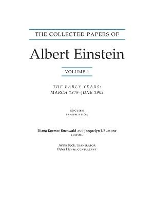 The Collected Papers of Albert Einstein, Volume 1 (Translation Supplement): The Early Years, March 1879–June 1902 - Albert Einstein - cover