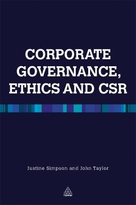 Corporate Governance Ethics and CSR - Justine Simpson,John R Taylor - cover