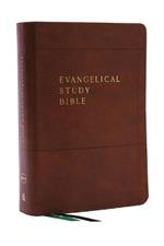 Evangelical Study Bible: Christ-centered. Faith-building. Mission-focused. (NKJV, Brown Leathersoft, Red Letter, Thumb Indexed, Large Comfort Print): Christ-centered. Faith-building. Mission-focused.