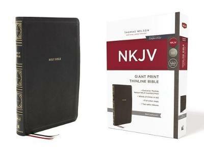 NKJV Holy Bible, Giant Print Thinline Bible, Black Leathersoft, Red Letter, Comfort Print: New King James Version - Thomas Nelson - cover