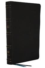 NKJV, Large Print Thinline Reference Bible, Blue Letter, Maclaren Series, Genuine Leather, Black, Comfort Print: Holy Bible, New King James Version