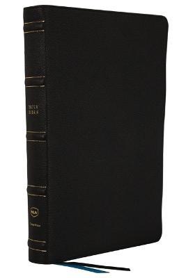NKJV, Large Print Thinline Reference Bible, Blue Letter, Maclaren Series, Genuine Leather, Black, Comfort Print: Holy Bible, New King James Version - Thomas Nelson - cover