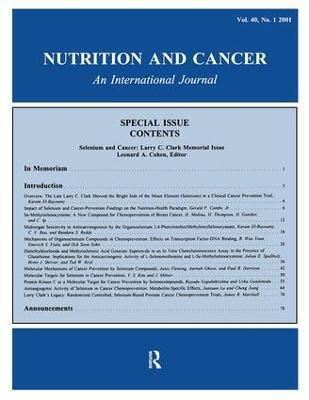 Selenium and Cancer: Larry C. Clark Memorial Issue: A Special Issue of Nutrition and Cancer - cover