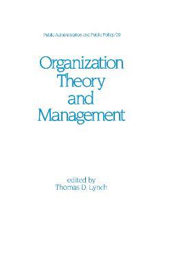 Organization Theory and Management - Lynch - cover