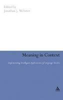 Meaning in Context: Implementing Intelligent Applications of Language Studies - cover