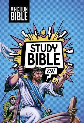 The Action Bible Study Bible ESV, Leathersoft, Blue, Full Color - David C Cook - cover