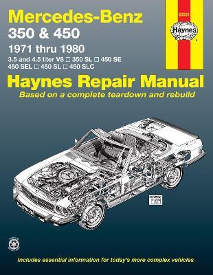 Mercedes-Benz 350 & 450 covering 350 SL Roadster, 450 SL/SLC Coupe & Roadster, 450 SE/SEL V8 Sedan (1971-1980) Haynes Repair Manual (USA) - Haynes Publishing - cover