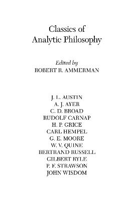 Classics of Analytic Philosophy - cover