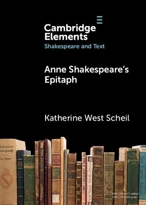 Anne Shakespeare's Epitaph - Katherine West Scheil - cover