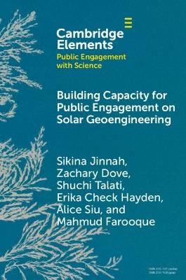 Building Capacity for Public Engagement on Solar Geoengineering - Sikina Jinnah,Zachary Dove,Shuchi Talati - cover