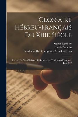 Glossaire Hebreu-Francais Du Xiiie Siecle: Recueil De Mots Hebreux Bibliques Avec Traduction Francaise, Issue 302 - Louis Brandin,Academie Inscriptions & Belles-Lettres,Mayer Lambert - cover