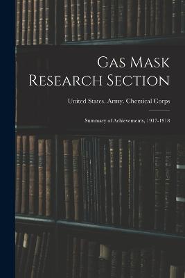 Gas Mask Research Section; Summary of Achievements, 1917-1918 - cover