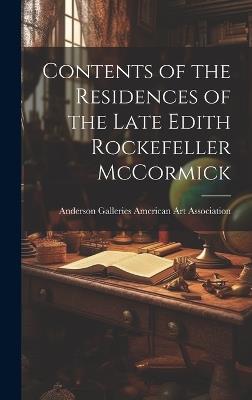 Contents of the Residences of the Late Edith Rockefeller McCormick - cover