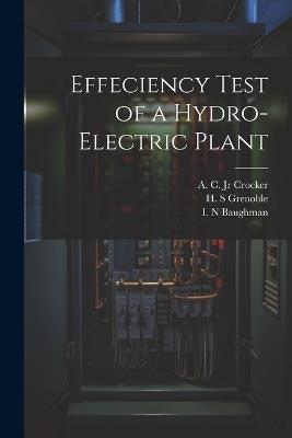 Effeciency Test of a Hydro-electric Plant - I N Baughman,A C Crocker,H S Grenoble - cover