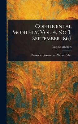 Continental Monthly, Vol. 4, No 3, September 1863 - Various - cover