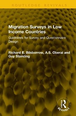 Migration Surveys in Low Income Countries: Guidelines for Survey and Questionnaire Design - Richard E. Bilsborrow,A.S. Oberai,Guy Standing - cover