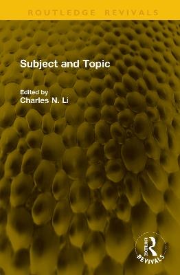 Subject and Topic - cover