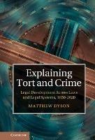 Explaining Tort and Crime: Legal Development Across Laws and Legal Systems, 1850–2020 - Matthew Dyson - cover