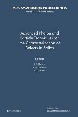 Advanced Photon and Particle Techniques for the Characterization of Defects in Solids: Volume 41 - cover