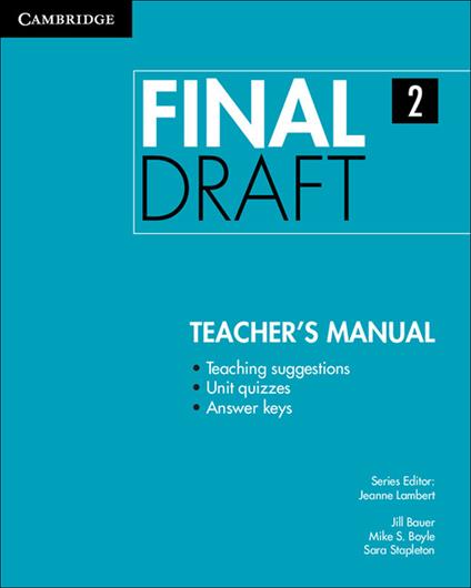 Final Draft Level 2 Teacher's Manual - Jill Bauer,Mike S. Boyle,Sara Stapleton - cover