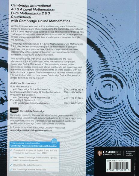 Cambridge International AS & A Level Mathematics Pure Mathematics 2 and 3 Coursebook with Cambridge Online Mathematics (2 Years) - Sue Pemberton,Julianne Hughes - 2